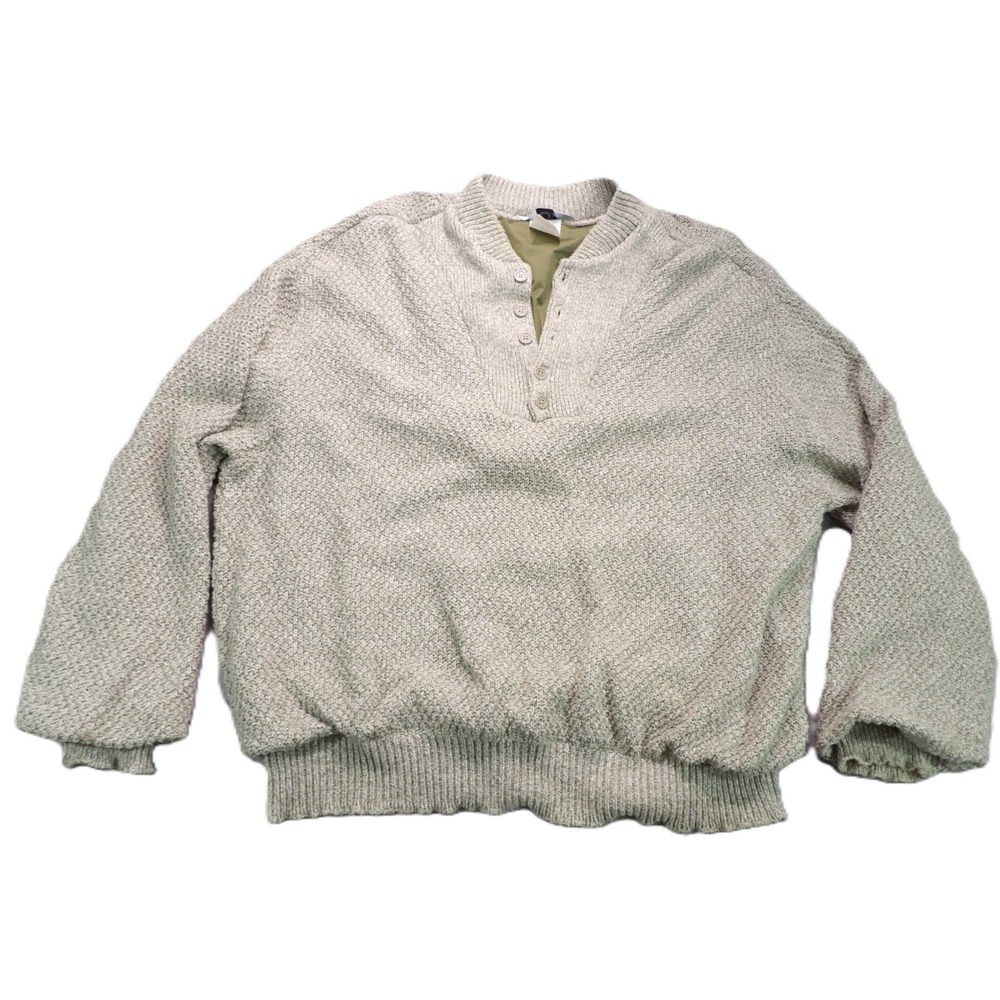 VTG 10X Windstopper Sweater Men L Tan Button Neck Hunting Pullover Gore USA Made
